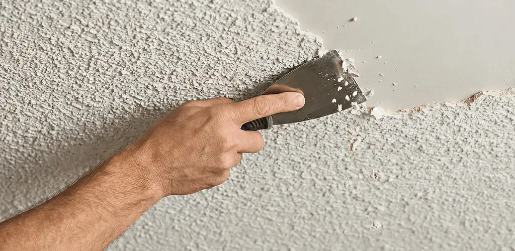 Popcorn ceiling removal scraping off textured ceiling finish in Lincoln, NE