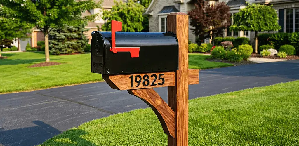 New mailbox installation with post and address number for a home in Lincoln, NE